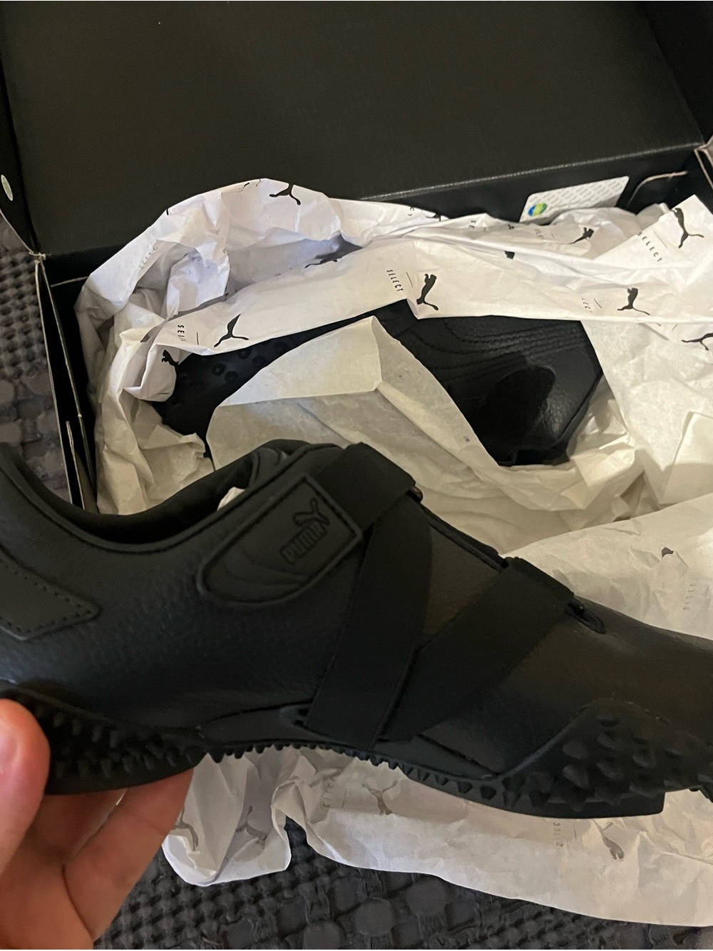 Puma Mostro Black Leather Slip-On Sneakers